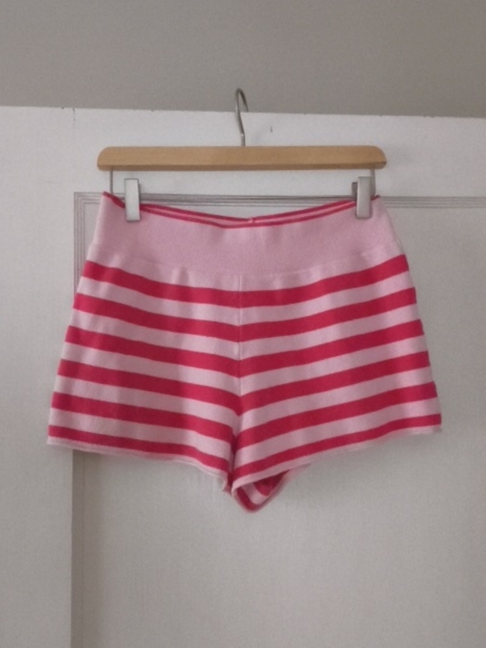 Anthropologie Daily Practice Pink Striped Sweater Knit Shorts Sz M
